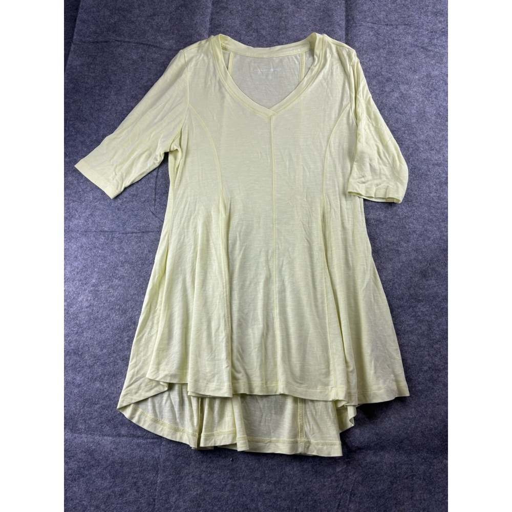Soft Surroundings Women's‎ M Yellow Perfect V Neck Tunic Blouse Boho Coastal